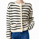 Cardigã Feminino de Malha Listrado com Botões