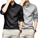 Camisa Masculina Social em Seda Gelo
