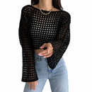 Blusa Crochê de Malha Manga Longa