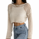 Blusa Crochê de Malha Manga Longa