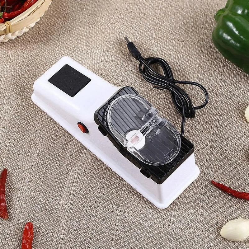 Afiador e Amolador Elétrico de Facas SharpMax - Facas sempre afiadas em segundos, com segurança e praticidade.