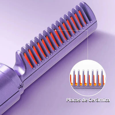 Pente Alisador de Cabelo 5 em 1 Sem Fio InfiniteGlam - Alise, modele, e estilize seu cabelo com praticidade e liberdade total, sem fios